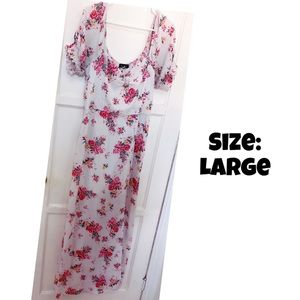 Off the Shoulder White Floral Print Dress